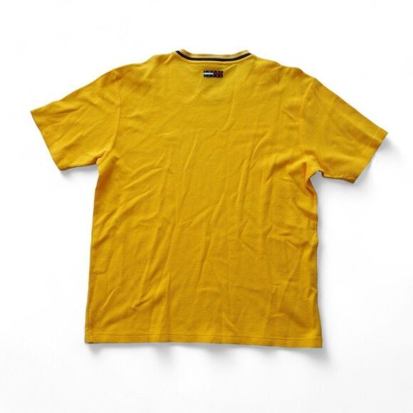Tommy Hilfiger Vintage 2002 Waffle V-Neck Short Sleeve Shirt Yellow Men's XL - Picture 2 of 7